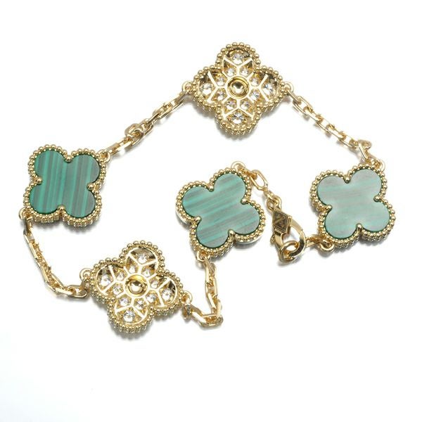 ヴァンクリーフ&アーペル ブレスレット マラカイト ダイヤ ヴィンテージアルハンブラ  K18YG 保証書