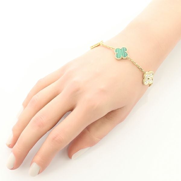 ヴァンクリーフ&アーペル ブレスレット マラカイト ダイヤ ヴィンテージアルハンブラ  K18YG 保証書