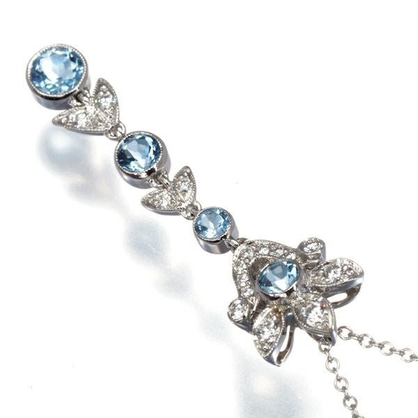 ティファニー ネックレス アクアマリン ダイヤ  フラワー Pt950 