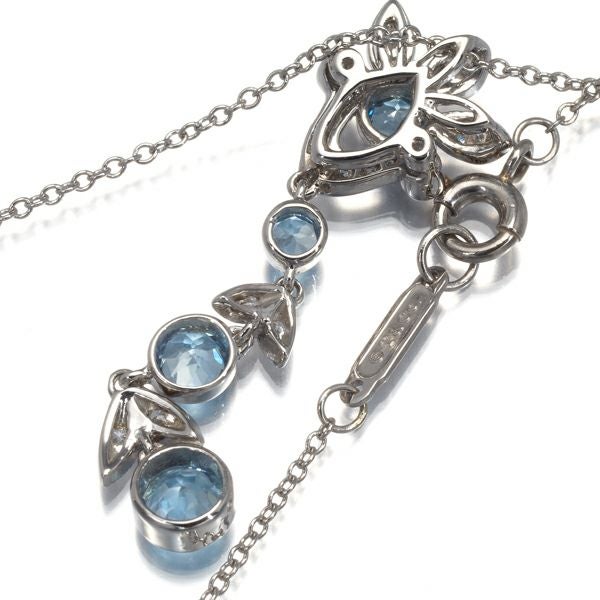 ティファニー ネックレス アクアマリン ダイヤ  フラワー Pt950 