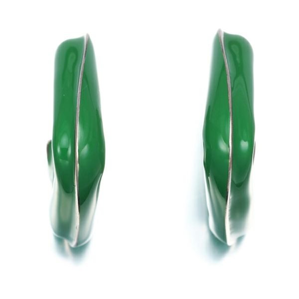 ボッテガヴェネタ ピアス トライアングル グリーン フープ シルバー925/エナメル 