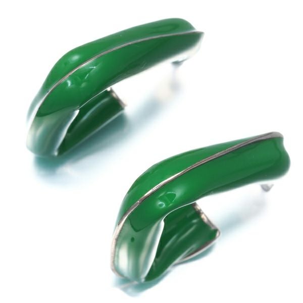 ボッテガヴェネタ ピアス トライアングル グリーン フープ シルバー925/エナメル 