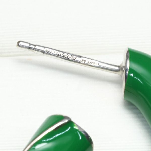 ボッテガヴェネタ ピアス トライアングル グリーン フープ シルバー925/エナメル 