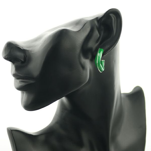 ボッテガヴェネタ ピアス トライアングル グリーン フープ シルバー925/エナメル 