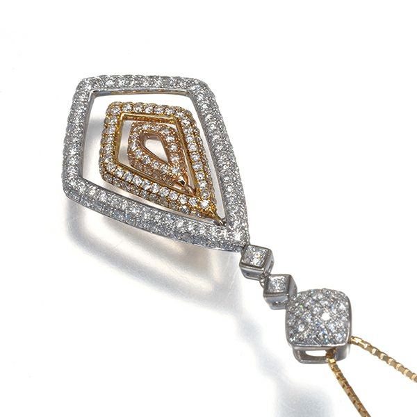 ダイヤ 1.00ct パヴェ スリーカラー  ネックレス K18YG/WG/PG 