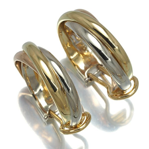 カルティエ イヤリング  トリニティ スリーカラー フープ K18YG/WG/PG 