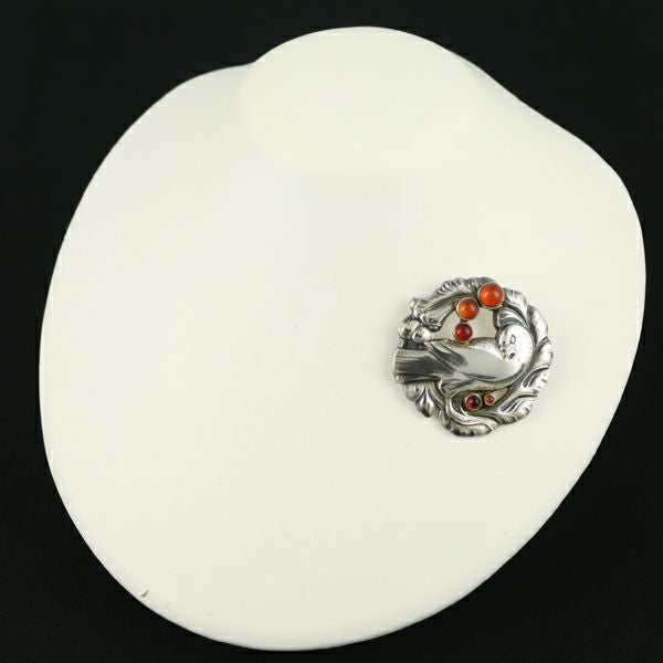 ジョージジェンセン ブローチ カーネリアン 123 トリ アニマル シルバー925 