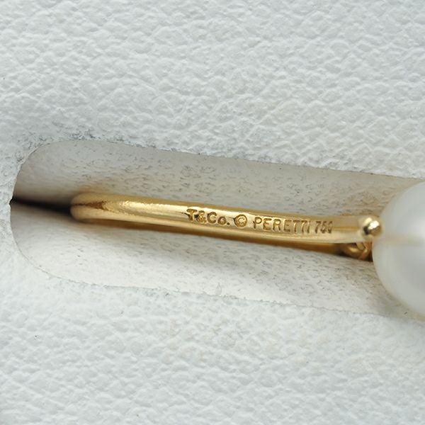 ティファニー ピアス パール 淡水真珠 5.2-7.9mm パールバイザヤード チェーン フック K18YG 