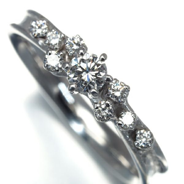 岩倉康二 リング ダイヤ 0.15ct/0.13ct  艶消し 12号 K18WG/Pt900 