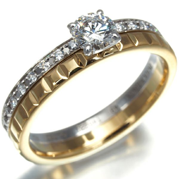 ブシュロン リング ダイヤ 0.31ct キャトルラディアント クルドパリ ソリテール ハーフ 49号 K18 鑑