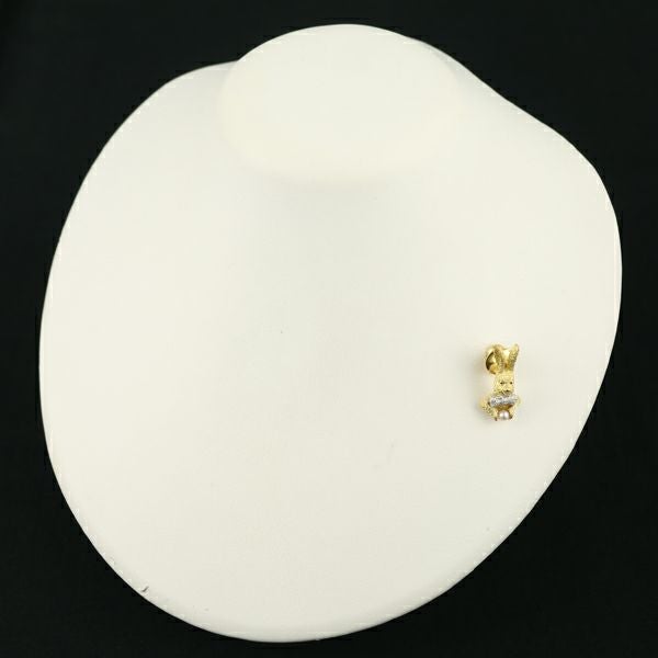 ベビーパール アコヤ真珠 3.3mm 兎 アニマル ピン 艶消し ブローチ K18YG/Pt900/合金 