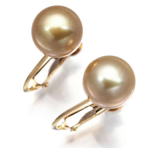 タサキ イヤリング ゴールデンパール 白蝶真珠 8.9mm 一粒 K18YG ソーティング