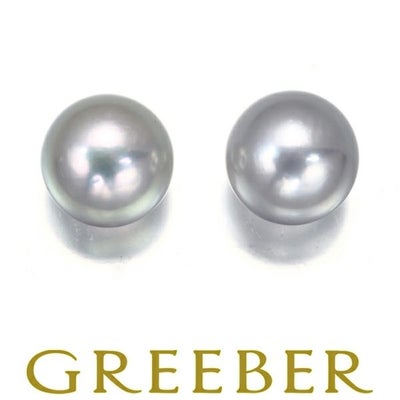 タサキ ピアス グレーパール 真珠 7.3mm  K18WG ソーティング