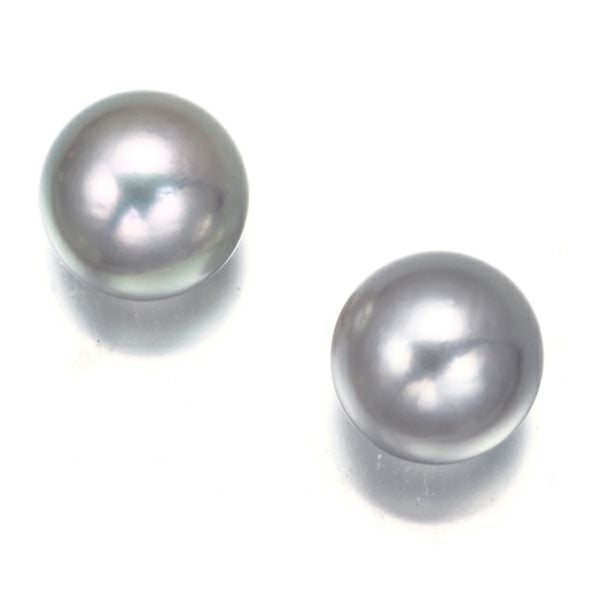 タサキ ピアス グレーパール 真珠 7.3mm  K18WG ソーティング