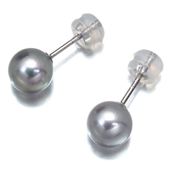 タサキ ピアス グレーパール 真珠 7.3mm  K18WG ソーティング