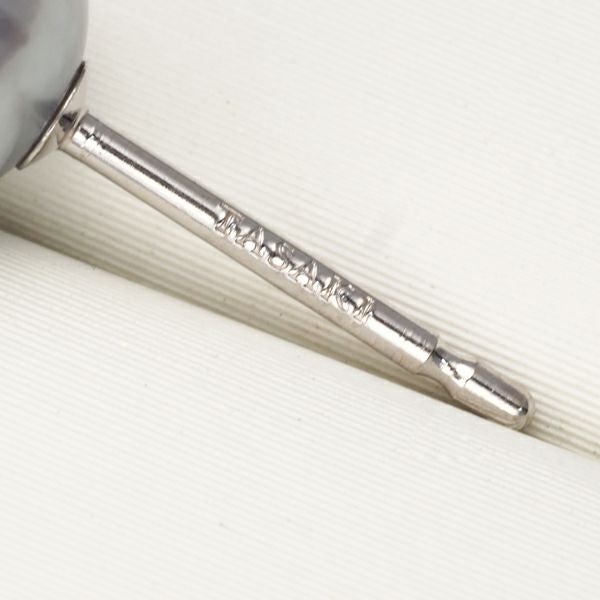 タサキ ピアス グレーパール 真珠 7.3mm  K18WG ソーティング