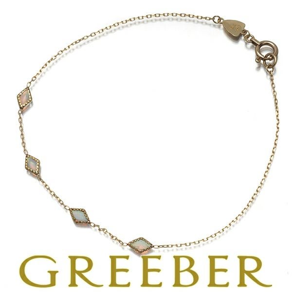 アガット ブレスレット オパール 4P ステーション K10YG 