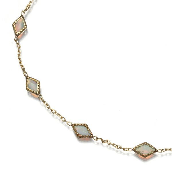 アガット ブレスレット オパール 4P ステーション K10YG 