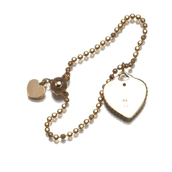 ダイヤ 0.01ct ハート チェーン イニシャル T フリーサイズ  リング K18PG 