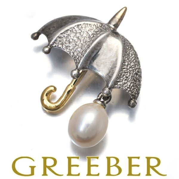 ミキモト ブローチ パール 淡水真珠 5.2mm  傘 ピン シルバー/K18YG 