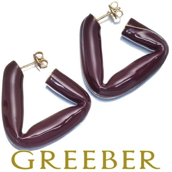 ボッテガヴェネタ ピアス   トライアングル フープ シルバー925/エナメル 