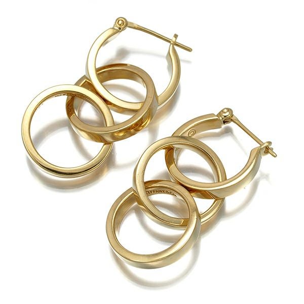 ティファニー ピアス トリプルサークル 2WAY フープ K18YG 