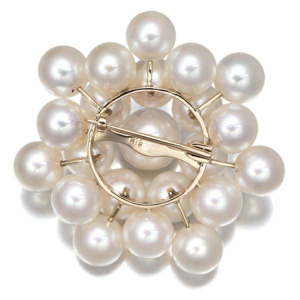 アコヤパール 真珠 6.8-8.4mm   ブローチ K18YG 