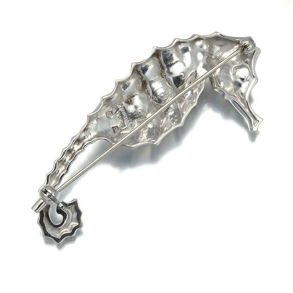 ミキモト ブローチ パール アコヤ真珠 4.3-5.3mm  タツノオトシゴ アニマル シルバー 