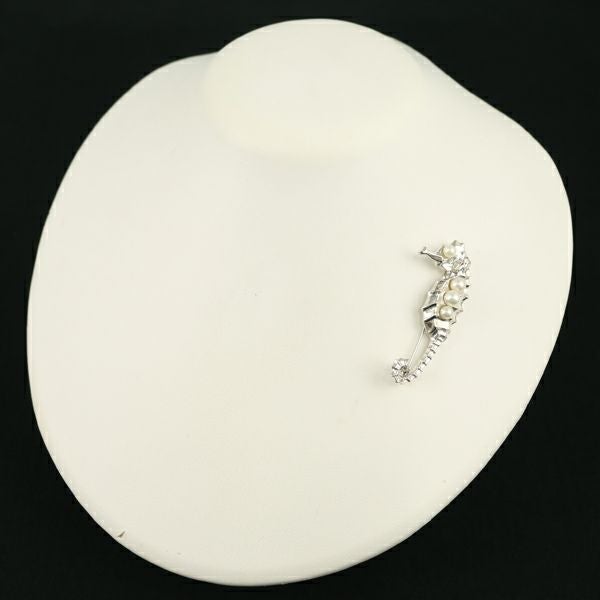 ミキモト ブローチ パール アコヤ真珠 4.3-5.3mm  タツノオトシゴ アニマル シルバー 