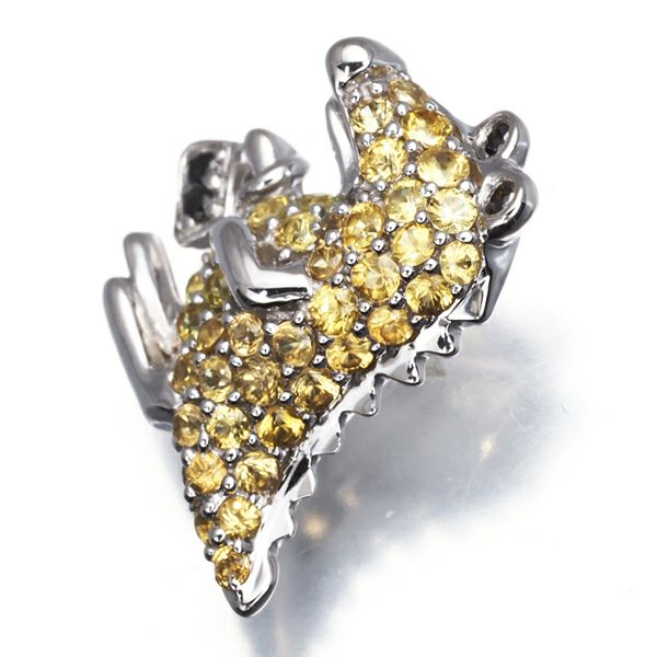イエローサファイア 0.55ct ダイヤ 0.03ct パヴェ ワニ アニマル  ペンダントトップ K18WG 