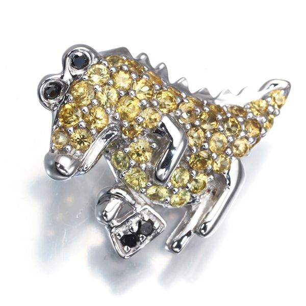 イエローサファイア 0.55ct ダイヤ 0.03ct パヴェ ワニ アニマル  ペンダントトップ K18WG 