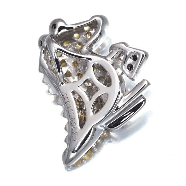 イエローサファイア 0.55ct ダイヤ 0.03ct パヴェ ワニ アニマル  ペンダントトップ K18WG 