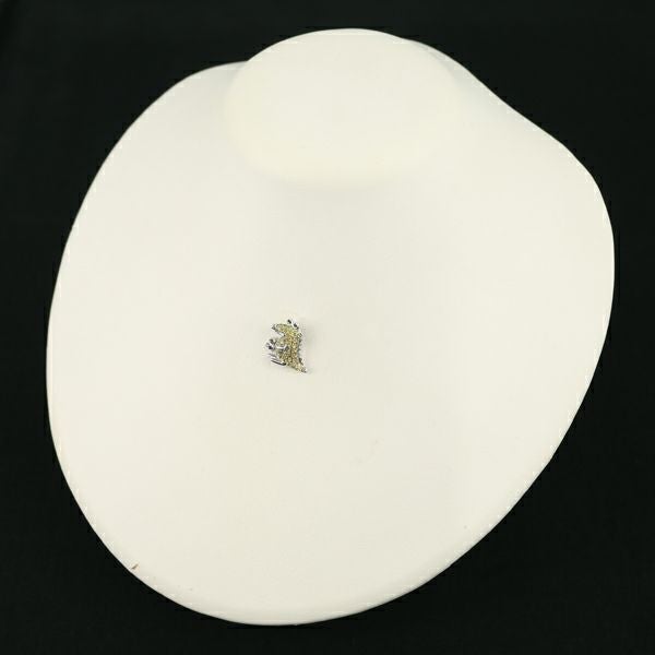 イエローサファイア 0.55ct ダイヤ 0.03ct パヴェ ワニ アニマル  ペンダントトップ K18WG 