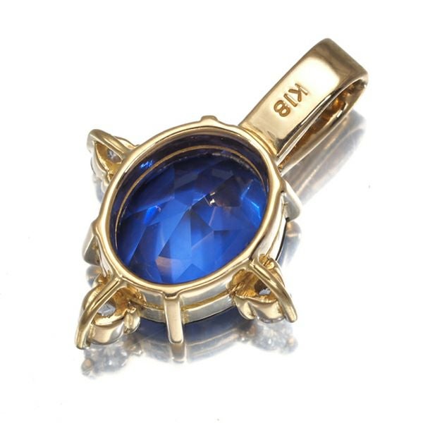 合成サファイア ダイヤ   ペンダントトップ K18YG ソーティング