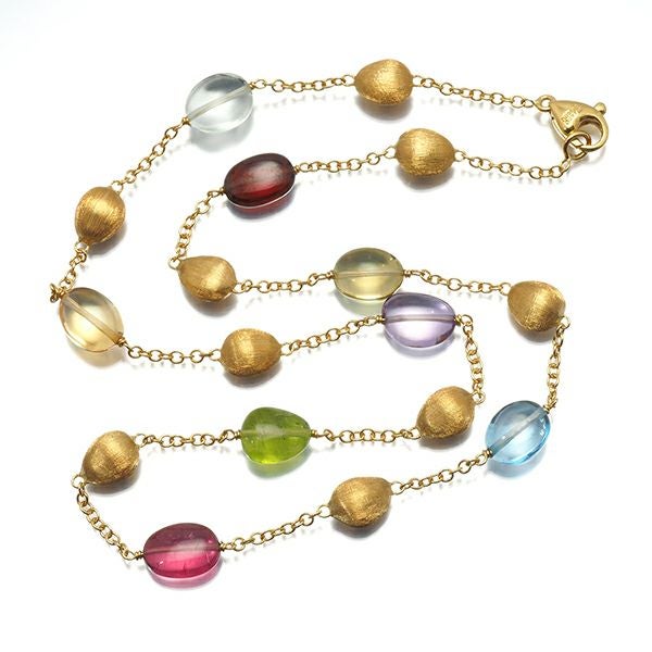 マルコビチェゴ ネックレス ガーネット トパーズ トルマリン アメジスト ペリドット マルチカラー K18YG