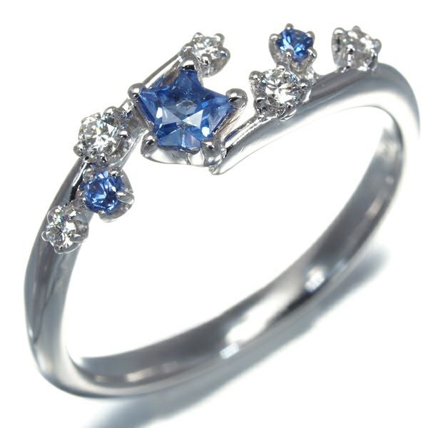 タサキ リング サファイア ダイヤ 0.11ct  スター 16号 K18WG 