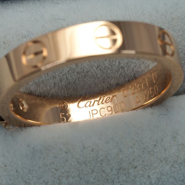 カルティエ リング ダイヤ 0.23ct F VVS1 EX ミニラブ ソリテール 52号 K18PG 鑑/修理書