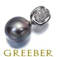 タサキ ペンダントトップ ブラックパール 黒蝶真珠 11.7mm ダイヤ 0.08ct   Pt900 