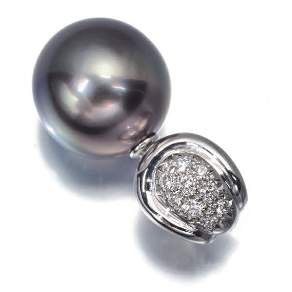タサキ ペンダントトップ ブラックパール 黒蝶真珠 11.7mm ダイヤ 0.08ct   Pt900 
