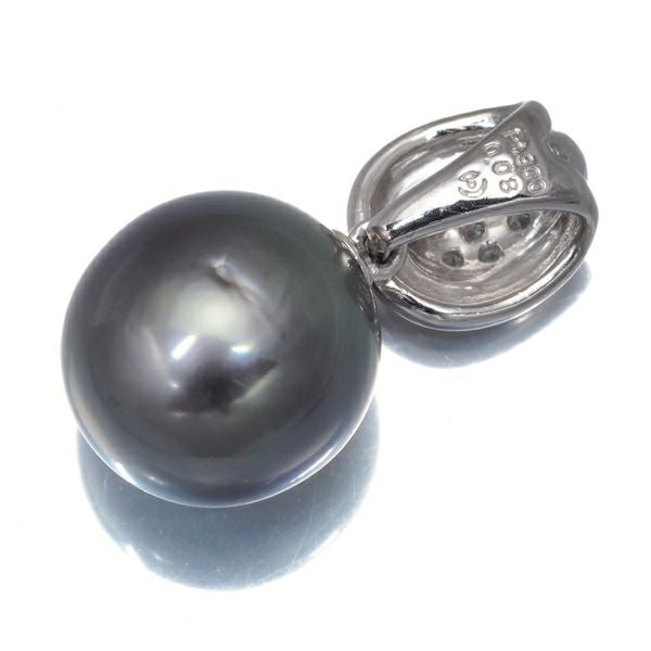 タサキ ペンダントトップ ブラックパール 黒蝶真珠 11.7mm ダイヤ 0.08ct   Pt900 