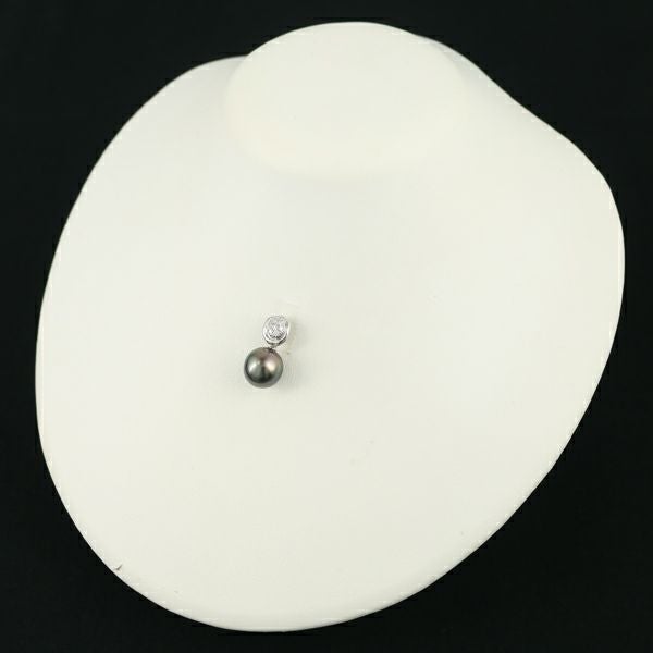 タサキ ペンダントトップ ブラックパール 黒蝶真珠 11.7mm ダイヤ 0.08ct   Pt900 