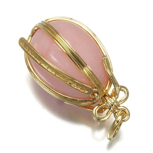 ティファニー ペンダントトップ ピンクオパール  シュランバージェ エッグ リボン K18YG 