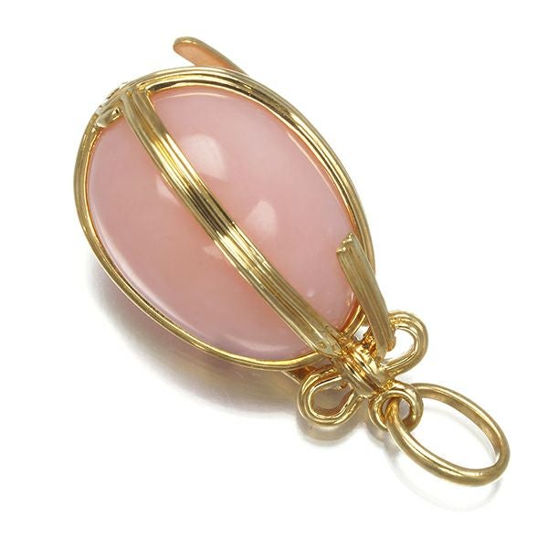 ティファニー ペンダントトップ ピンクオパール  シュランバージェ エッグ リボン K18YG 