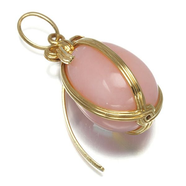 ティファニー ペンダントトップ ピンクオパール  シュランバージェ エッグ リボン K18YG 