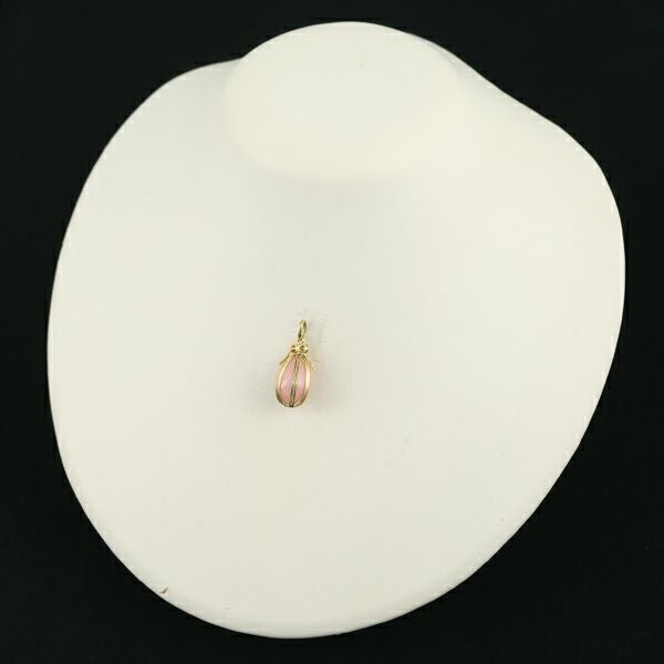 ティファニー ペンダントトップ ピンクオパール  シュランバージェ エッグ リボン K18YG 