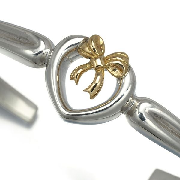 ティファニー ブレスレット  ハートウィズボウ リボン バングル カフ シルバー925/K18YG 
