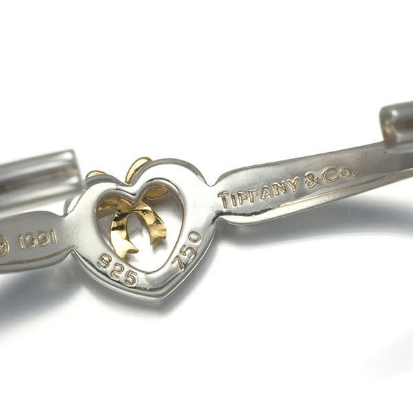 ティファニー ブレスレット  ハートウィズボウ リボン バングル カフ シルバー925/K18YG 