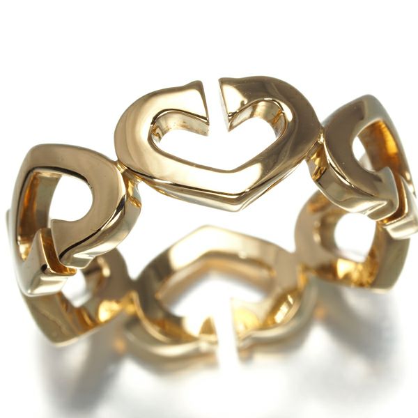 カルティエ リング  Cハート 54号 K18YG 