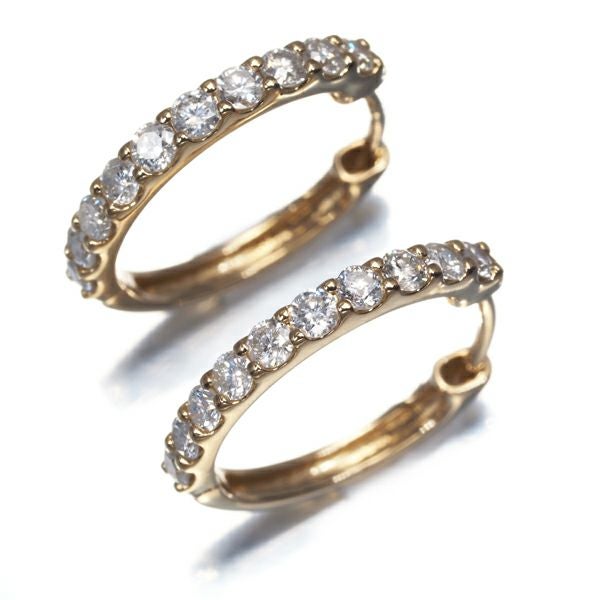 ダイヤ 0.25ct/0.25ct フープ  ピアス K18YG 