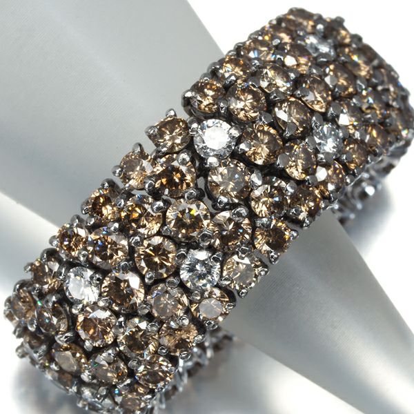 ブラウン＆クリア ダイヤ 6.20ct パヴェ  リング K18WG